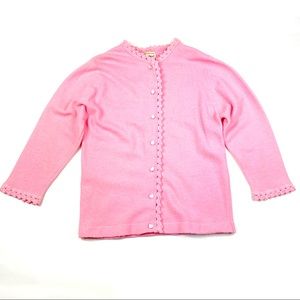 Vintage Baby Pink Cardigan Sweater Button Up Wool and Angora by Foxwood, XS/S